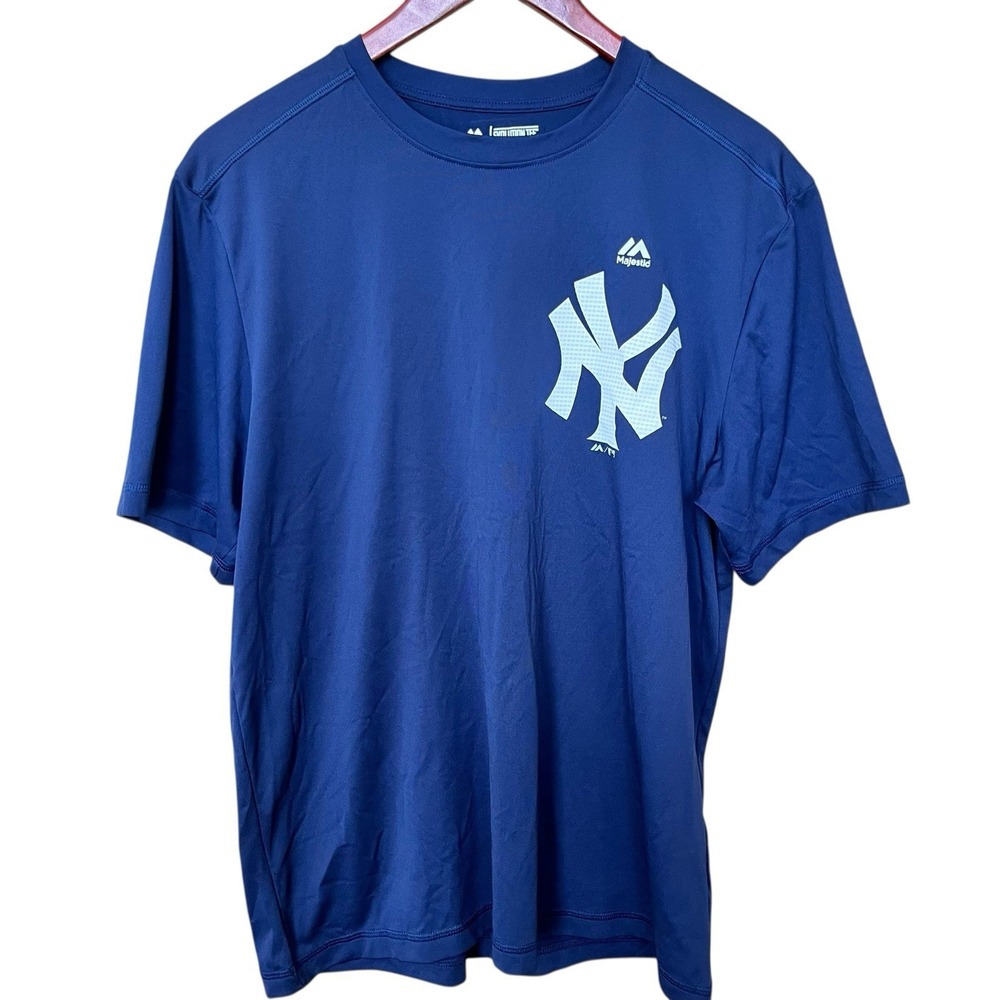 Majestic New York Yankees MLB Cool Base Shirt Men's Large Blue Baseball